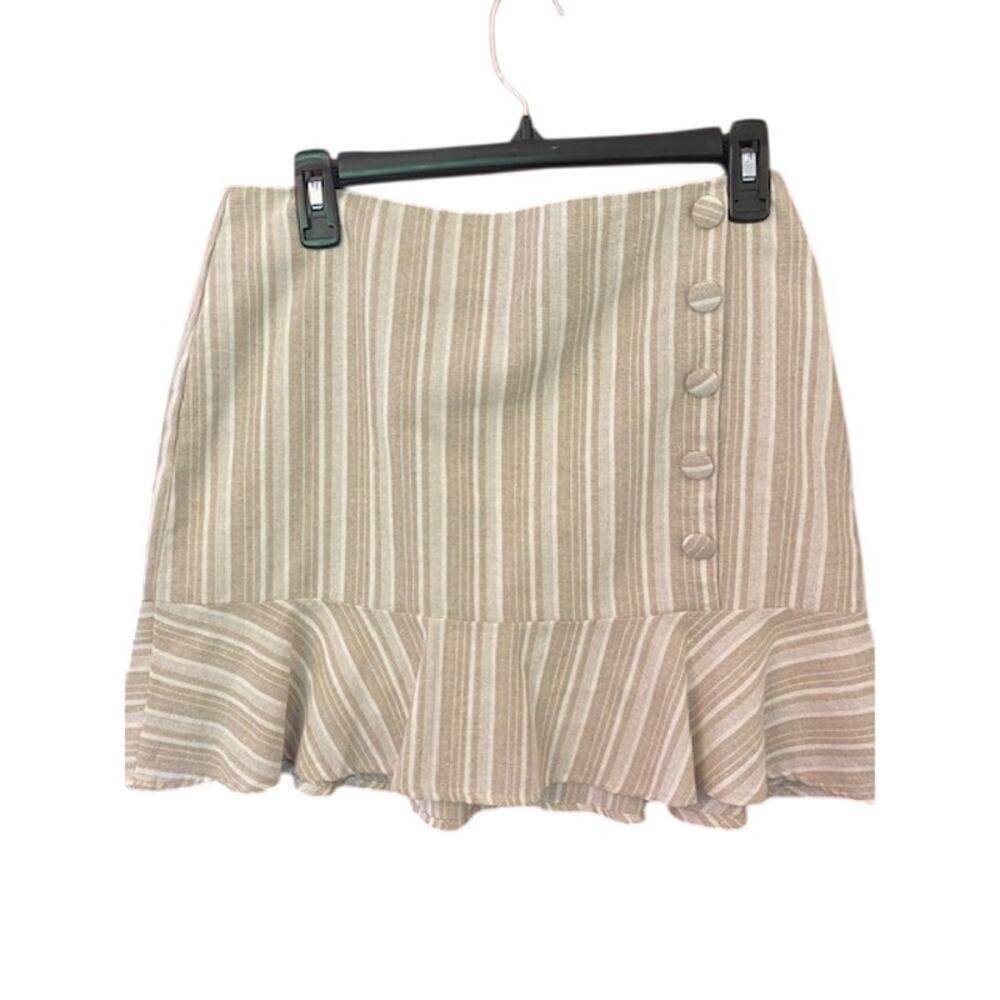 Altar'D State Striped Linen‎ Blend Mini Skirt - Size Large
